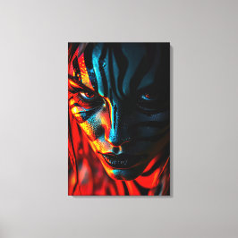 Nahaufnahme: Frau mit Zebramuster im Gesicht Leinwanddruck