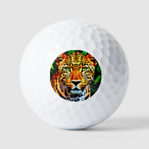 Nahaufnahme Jaguar Leopardengesicht mit grünen Aug Golfball