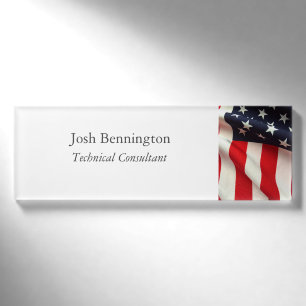 Nahaufnahme USA-Flagge Namenschild