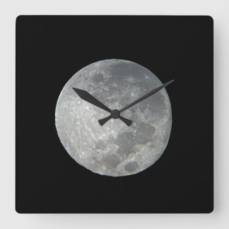 Nahaufnahme Vollmond im Nachthimmel. Fotografie Quadratische Wanduhr