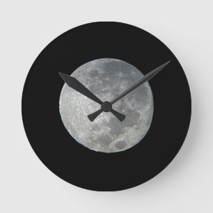 Nahaufnahme Vollmond im Nachthimmel. Fotografie Runde Wanduhr