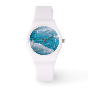 Nahaufnahme von blauem Eis Armbanduhr