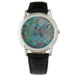 Nahaufnahme von blauem Shattuckit Armbanduhr
