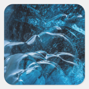 Nahaufnahme von blauen Eiswänden Quadratischer Aufkleber