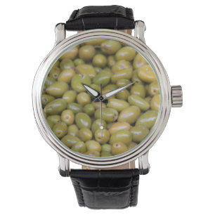 Nahaufnahme von grünen Oliven Armbanduhr