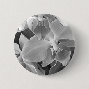 Nahaufnahme von Orchideenblüten in Graustufen Button