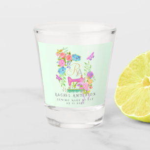 Nähband Blumengebinde Grün Schnapsglas