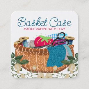 Nähbegriffe Korbnaht-Gewebe Handwerk squ Quadratische Visitenkarte