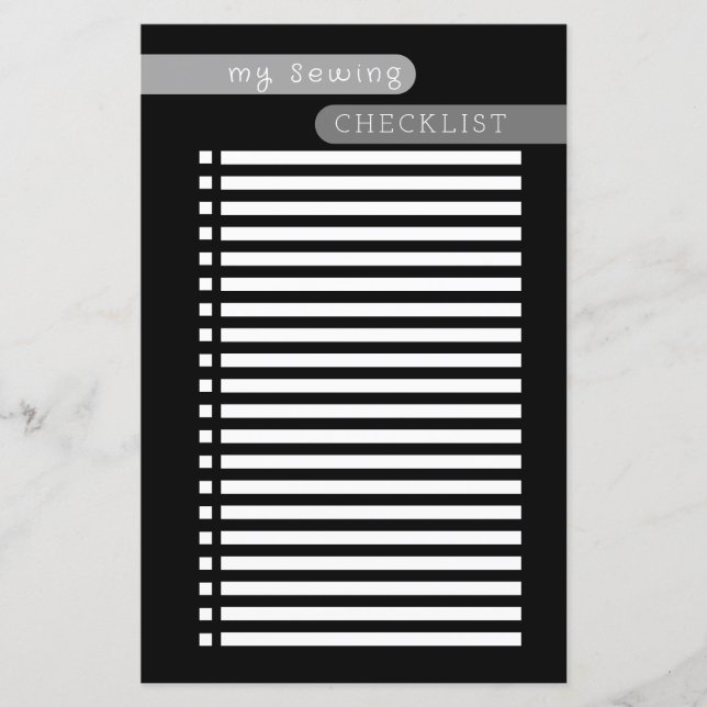 Nähcheckliste Schwarz-weiß (Vorderseite)