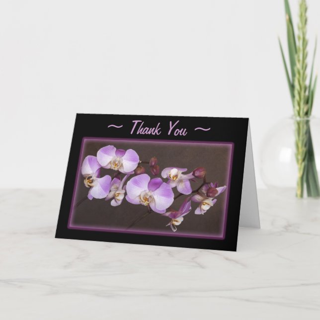 Nahe Aufnahmen von Violett und Weißem Orchid Dankeskarte (Vorderseite)