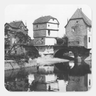 Nahe Brücke, Bad Kreuznach, c.1910 Quadratischer Aufkleber