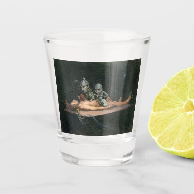 Nahe dem Tode erleben, wie böse Dämonenspirale zu  Schnapsglas (Vorderseite)