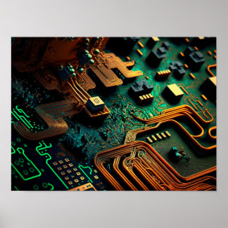 Nahe Einrichtung einer elektronischen Schaltung. Poster