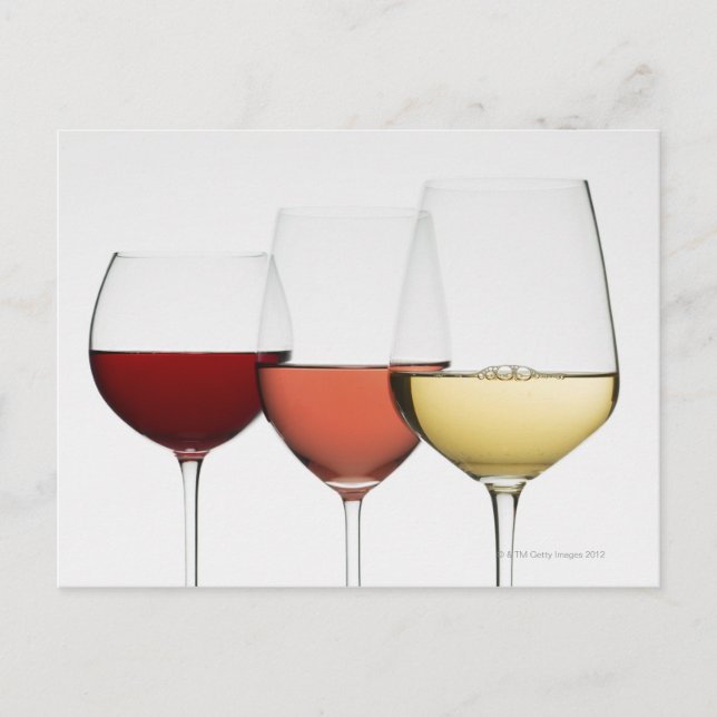 Nahe Gläser verschiedener Weine Postkarte (Vorderseite)