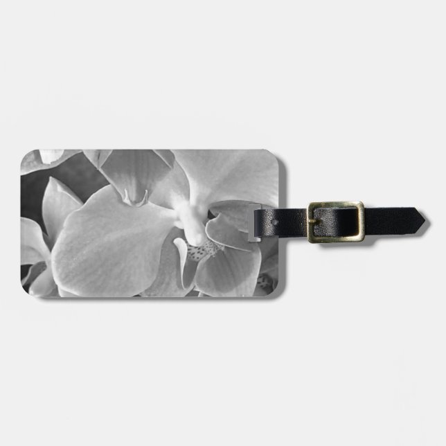 Nahe orchidale Blüten im Graustufen Gepäckanhänger (Vorderseite horizontal)