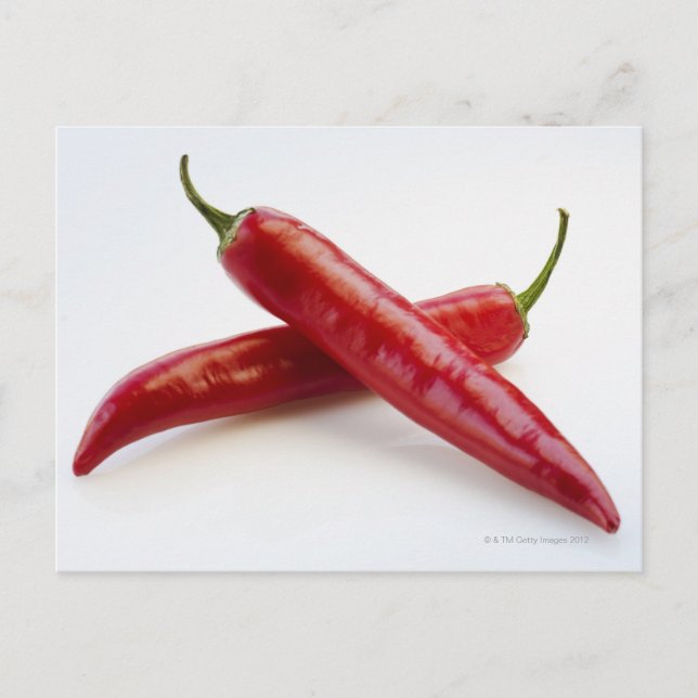 Nahe Paprikaschoten aus rotem Chili auf weiß Postkarte (Vorderseite)
