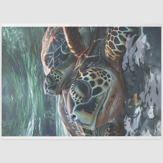 Nahe Schildkröte im Meer Seidenpapier (Vorderseite)