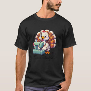 Nähen dankbar Türkei mit Nähmaschinendesign T-Shirt