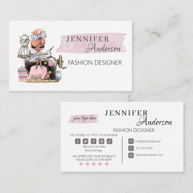 Nähen der Visitenkartenfashion-Designer  Visitenkarte (Vorne/Hinten)