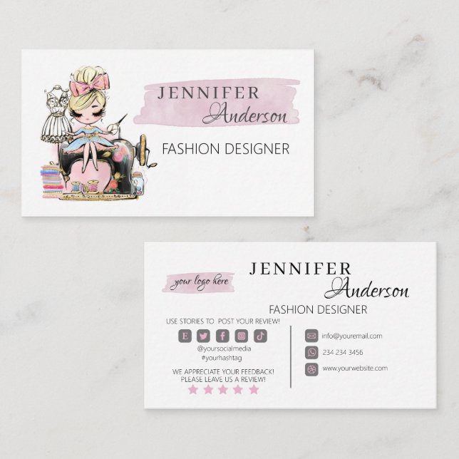 Nähen der Visitenkartenfashion-Designer  Visitenkarte (Vorne/Hinten)