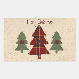Nähen der Weihnachtsbaum-Sticker Rechteckiger Aufkleber