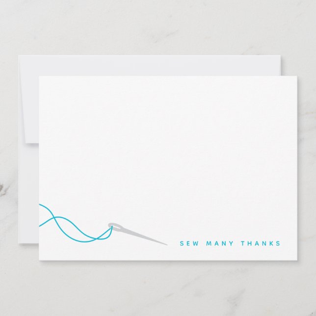 Nähen Illustriert Blue Gray Vielen Dank Dankeskarte (Vorderseite)