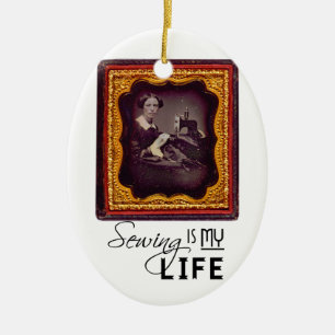 Nähen ist mein Leben Keramik Ornament