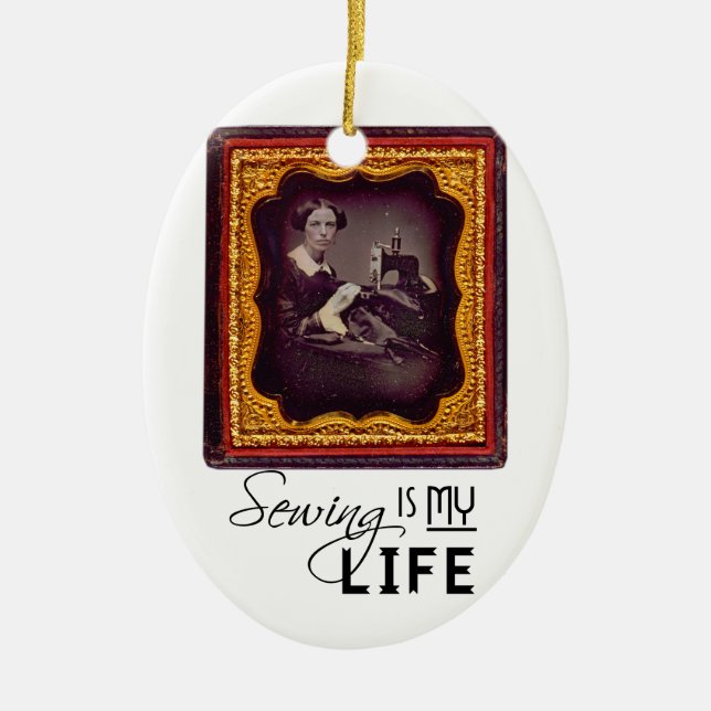 Nähen ist mein Leben Keramik Ornament (Vorne)