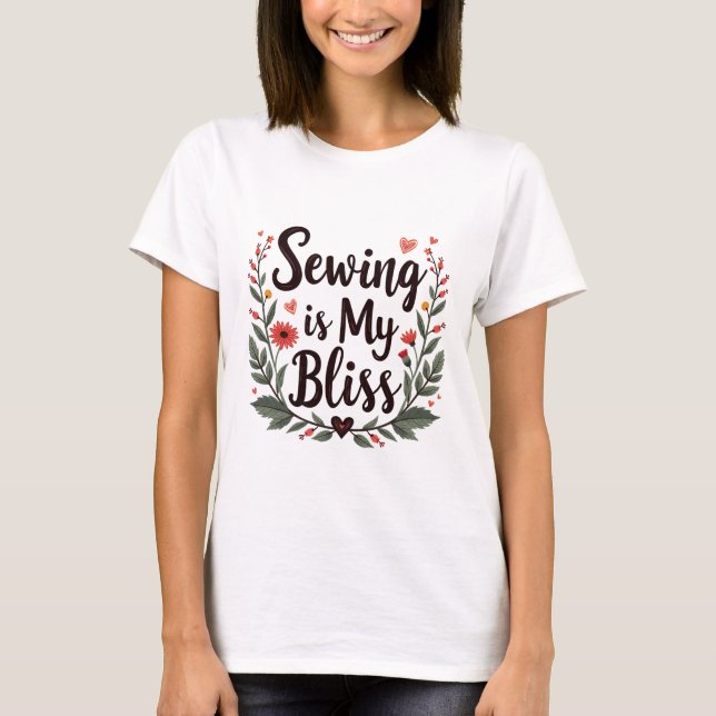 Nähen ist meine Bläschen-Typografie T-Shirt (Vorderseite)