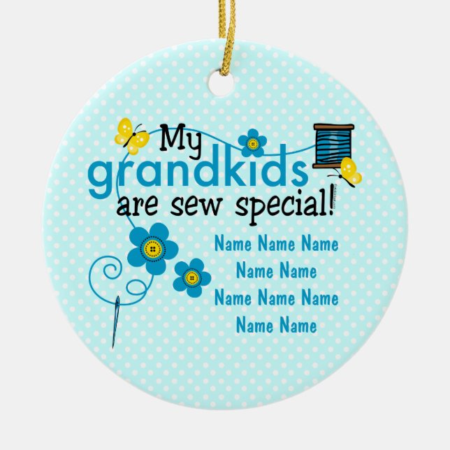 Nähen Sie spezielle Grandkids-personalisierte Keramik Ornament (Vorne)