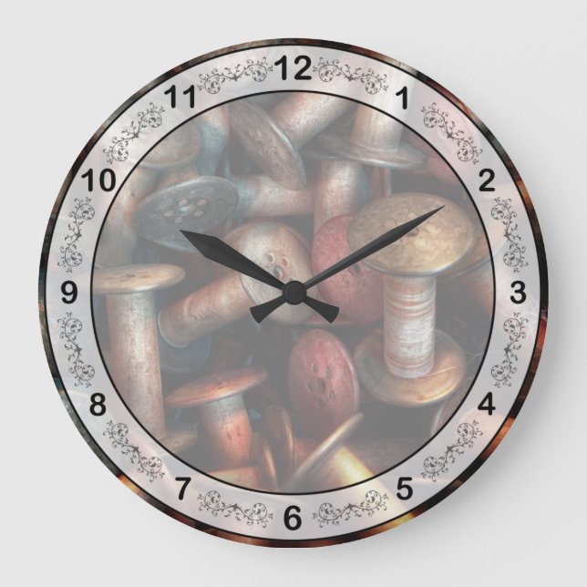 Nähen - Spools Große Wanduhr (Vorderseite)