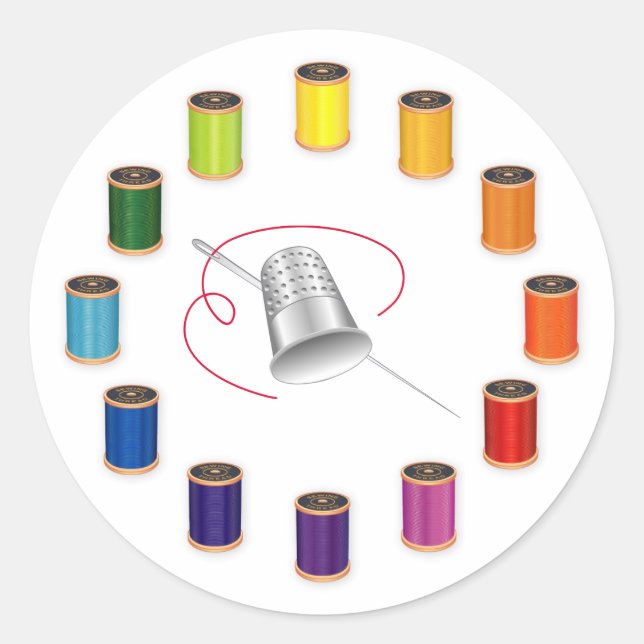Nähen, Tauchen, Nadel und Thread Runder Aufkleber (Vorderseite)