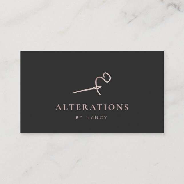 Nähen Thread Nadel Rose Gold Glitzer Visitenkarte (Vorderseite)