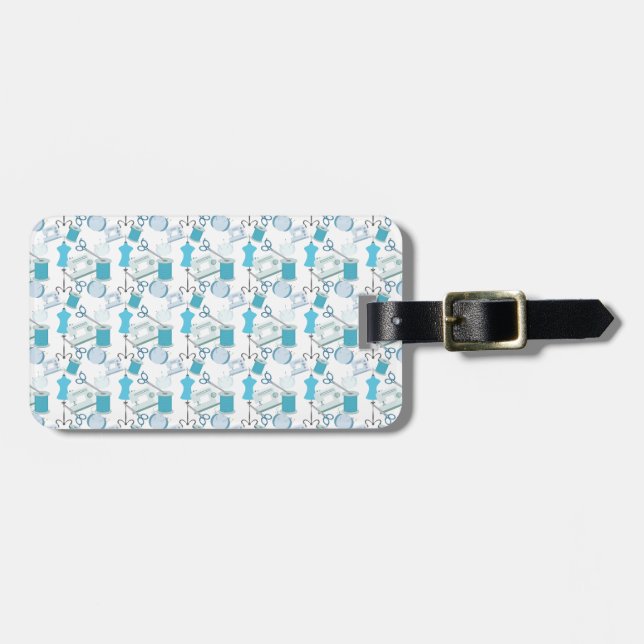 Nähen und Quiltieren von Blau Gepäckanhänger (Vorderseite horizontal)