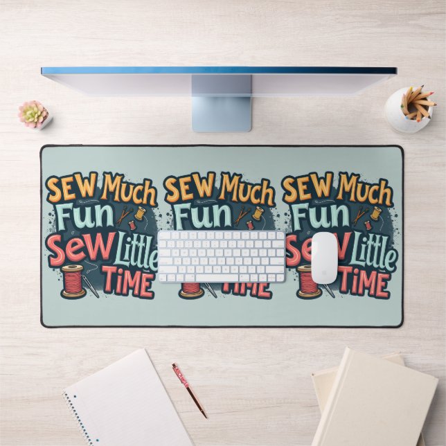 Nähen viel Spaß sehen wenig Zeit Retro Stitch Art Schreibtischunterlage (Büro 1)