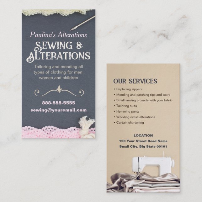 Nähen von Alterations Services - Seamstress Visitenkarte (Vorne/Hinten)