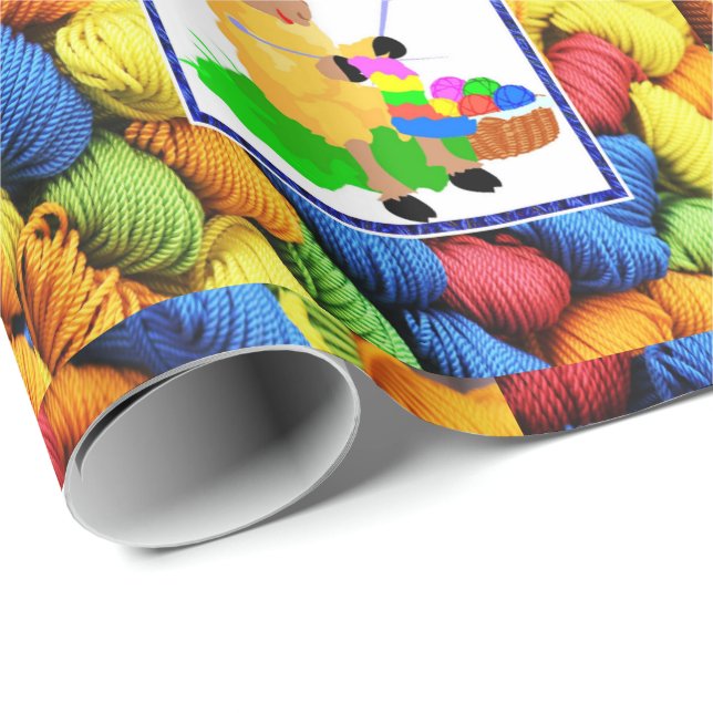 Nähen von Schaf/Garnmüttern Geburtstag Geschenkpapier (Rolleneckpunkt)