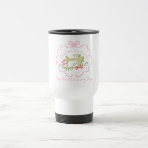 Nähen von Schleifenband Isolierter Tumbler Rosa We Reisebecher
