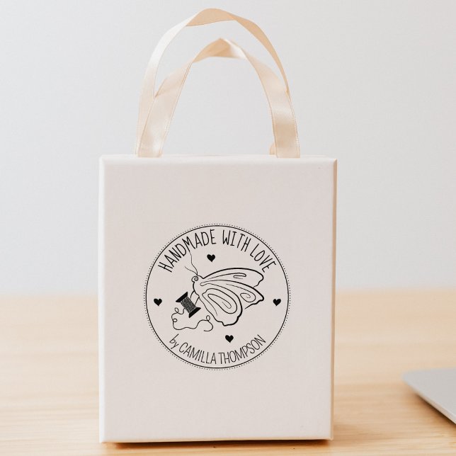 Nähen von Schmetterlingshandgefertigt mit Liebe, Gummistempel (Von Creator hochgeladen)