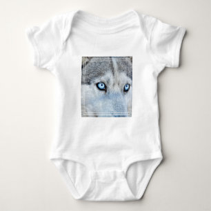 Nahen von Sibirien Husky mit Blauen Augen Baby Strampler
