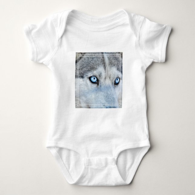 Nahen von Sibirien Husky mit Blauen Augen Baby Strampler (Vorderseite)