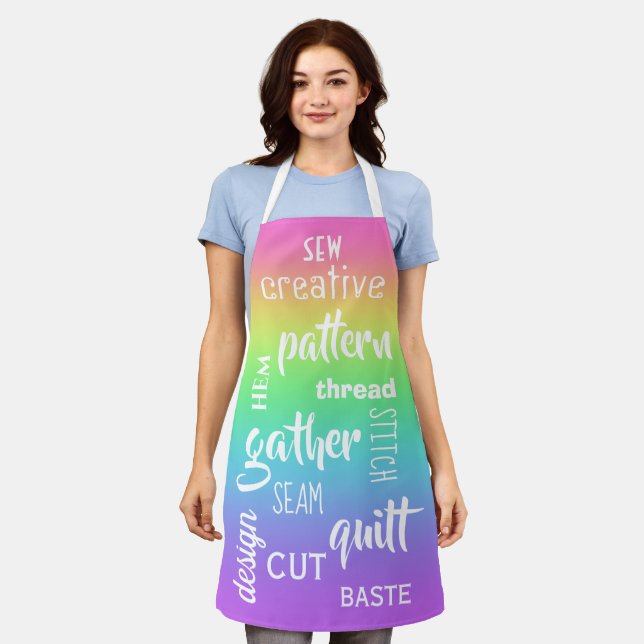 Nähen von Wörtern Rainbow Gradient-Schürze Schürze (Getragen)