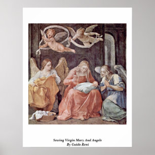 Nähende Jungfrau Mary und Engel durch Guido Reni Poster