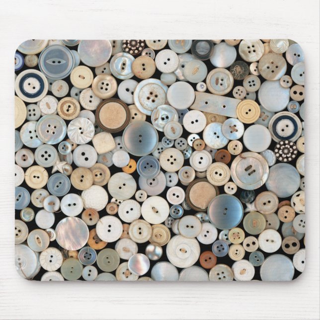 Nähende - Knöpfe - Lose weiße Knöpfe Mousepad (Vorne)