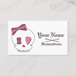 Nähender Schädel (Rosa) Visitenkarte