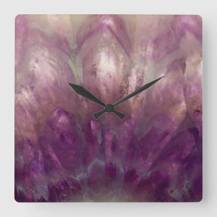 Naher Amethyst Quadratische Wanduhr
