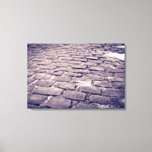 Naher Aufbau der Cobblestone Street Leinwanddruck