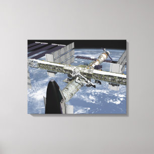 Naher Blick auf das angedockte Shuttle Leinwanddruck