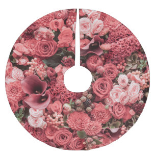 Naher, blumengeschmückter abstrakter Hintergrund. Polyester Weihnachtsbaumdecke