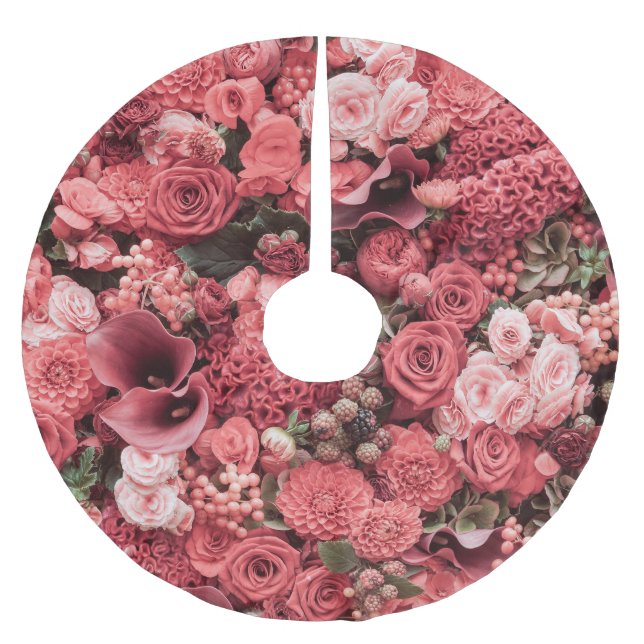 Naher, blumengeschmückter abstrakter Hintergrund. Polyester Weihnachtsbaumdecke (Vorderseite)